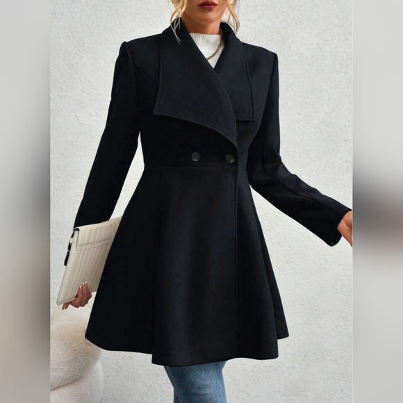 Collared Neck Button Up Long Sleeve Coat - Picture 3 of 8